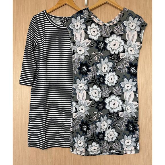 T By Talbots Dress Lot of 2 Womens Size MP Medium Petite Floral Striped Vacation - Picture 1 of 16